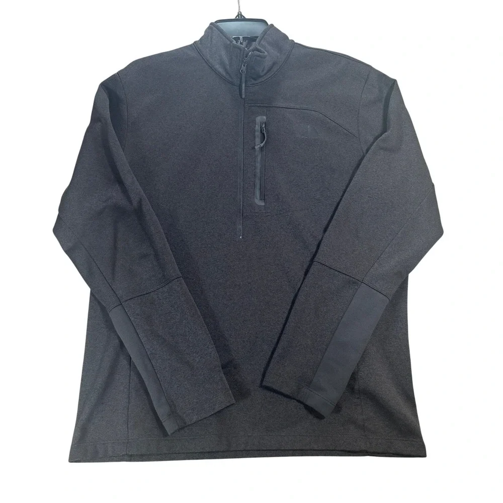 The North Face Mens 1/4 Zip Fleece Large Gray Heather Chest Pocket CY1431 